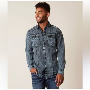 Buckle Black Halton Athletic Fit Denim Button Down Shirt
